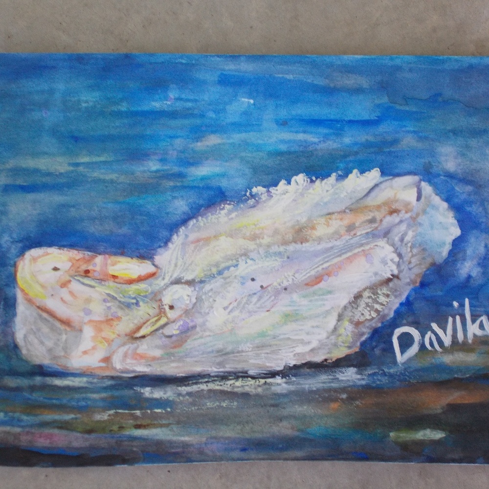 Original Mom and Baby Duck in Pond"watercolor 9x12